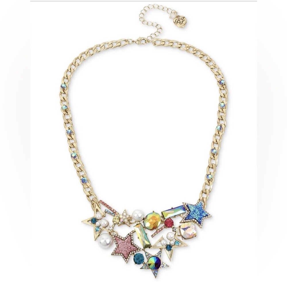 BETSEY JOHNSON NWT Celestial Star Cluster Pearl Stone Necklace